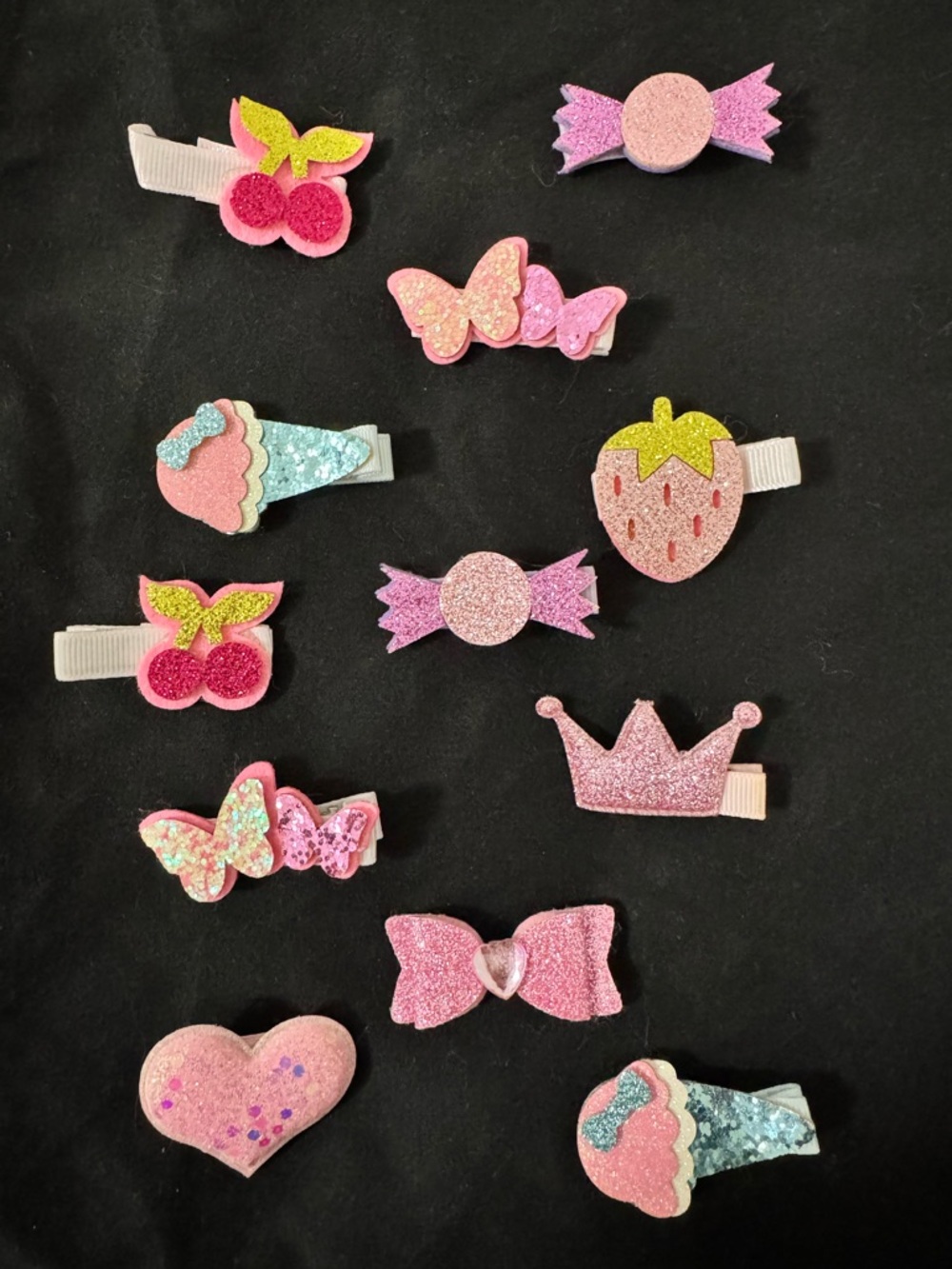 Claire's Pink Glitter Assorted Kids Hair accessories bundle of 12
